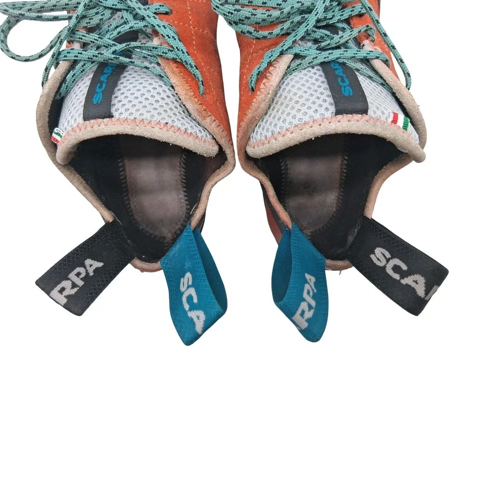 Scarpa Shoes Womens 8.5 Mens 7.5 Orange Helix WMN Rock Climbing Suede Italy